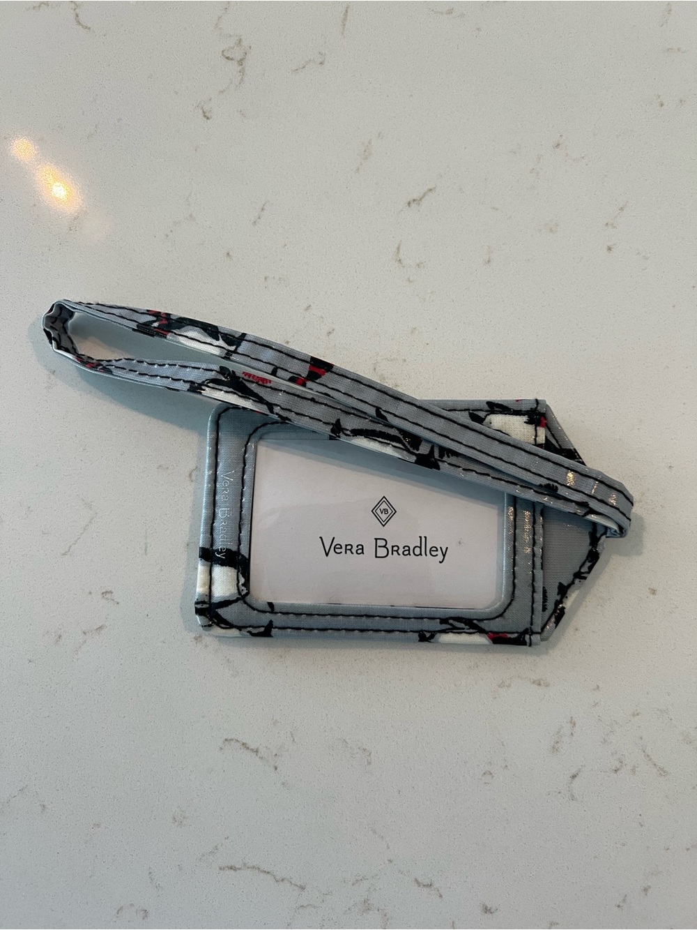 Vera Bradley Playful Penguin Print Luggage Tag with Matching Strap - Gray - Picture 3 of 3